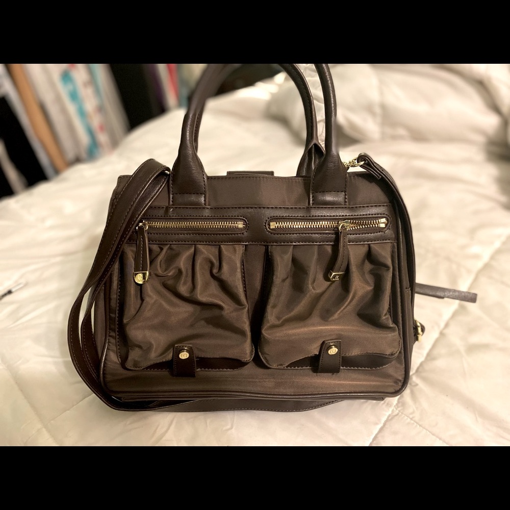 Tutilo Shoulder Tote Bag-Brown-Zippered with Compartments may fit 13" Laptops